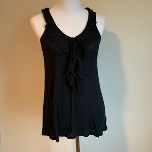 Women’s black Converse tank top with ruffle front